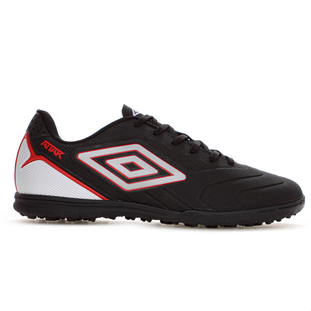 Chuteira Umbro Society Attak III Preto Cinza e Vermelho - Masculino em Oferta na Shopee