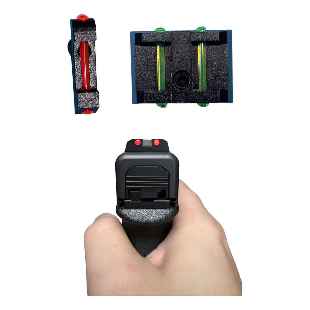 Mira Fibra Óptica Glock G19 G17 Alumínio Cnc Verde Laranja