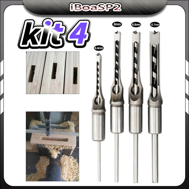 Brocas P/ Furo Quadrado Jogo 4 Peças 1/4 - 5/16 - 3/8 - 1/2 em Oferta na Shopee