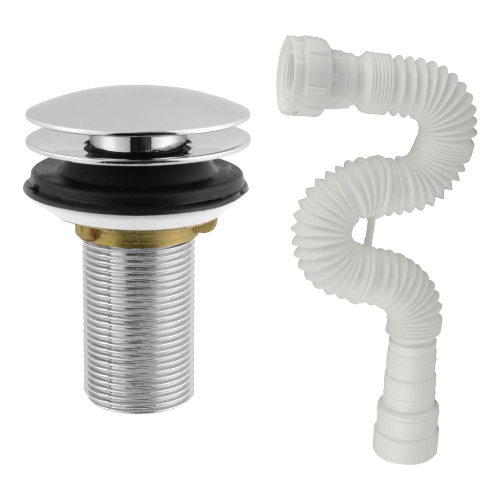 Válvula Click 7/8 Inox C/ Sifão 70cm Para Lavatório Banheiro