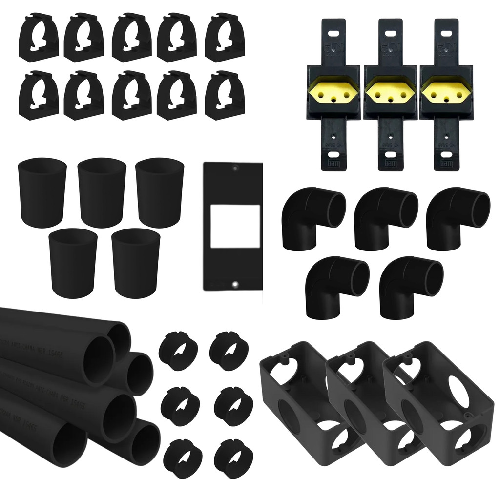 Kit 3 Caixa 4x2 Condulete com Tomadas + Kit Instalação SELECIONAR BITOLA