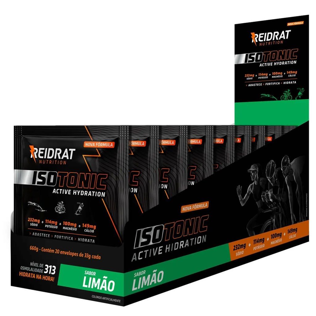 Isotonic Active Hydration - 20 Sachês de 33g Limão - Reidrat