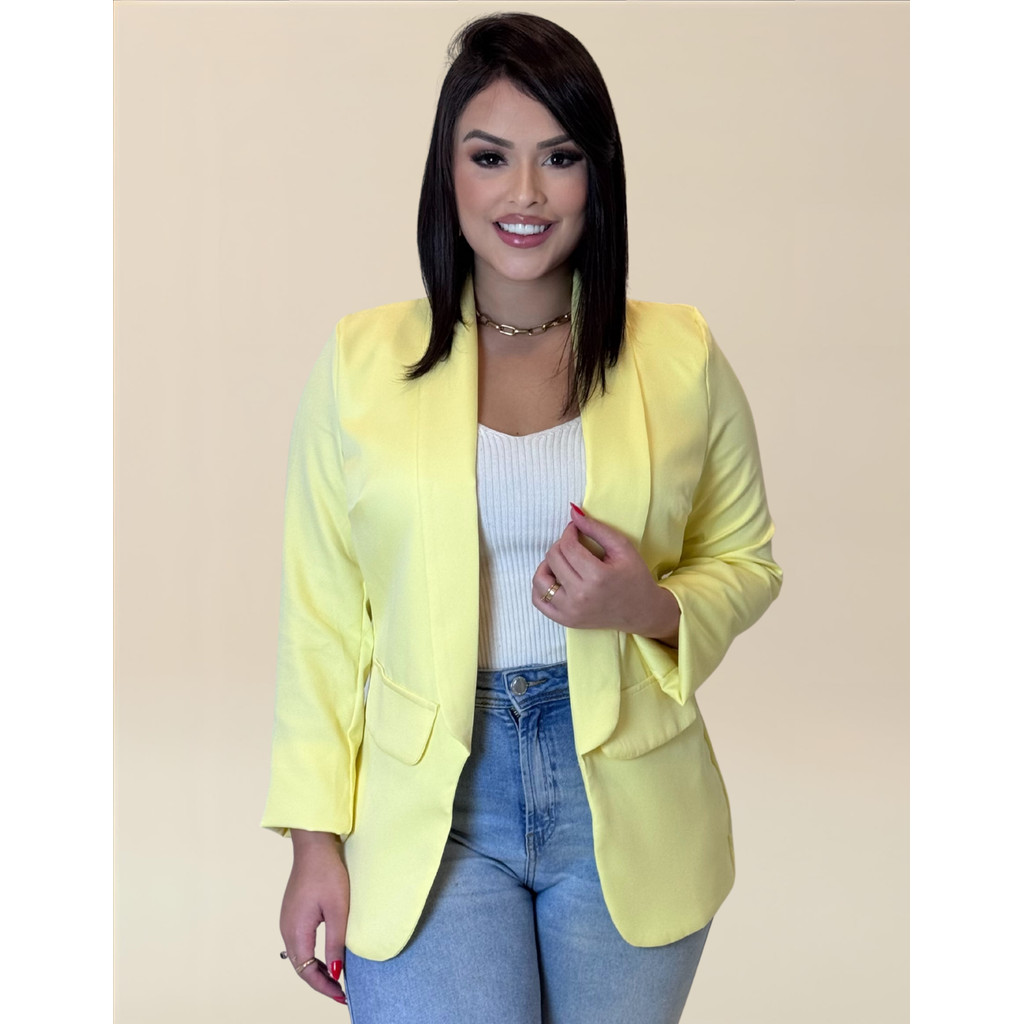 Blazer Feminino Casaquinho Alfaiataria Maxi Longo Sobretudo Casaco Social Tecido Premium Tendência em Oferta na Shopee