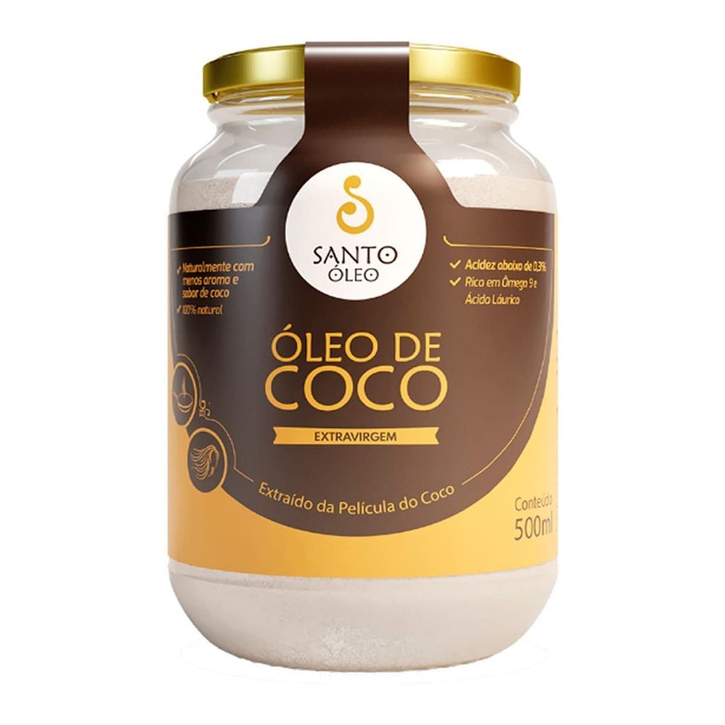 Óleo de Coco Extra Virgem de Película - 500ml - Santo Óleo em Oferta na Shopee