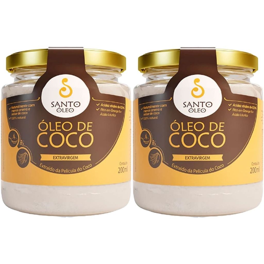 Kit 2X Óleo de Coco Extra Virgem de Película - 200ml - Santo Óleo em Oferta na Shopee