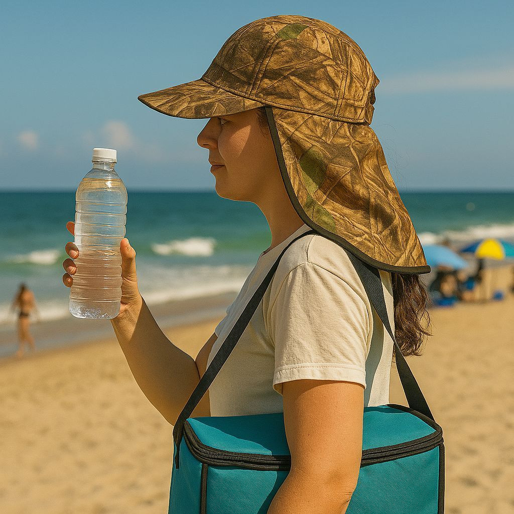 Bone Com Protetor De Nuca Proteção Solar Camuflado Para Pescador Camping Acampar