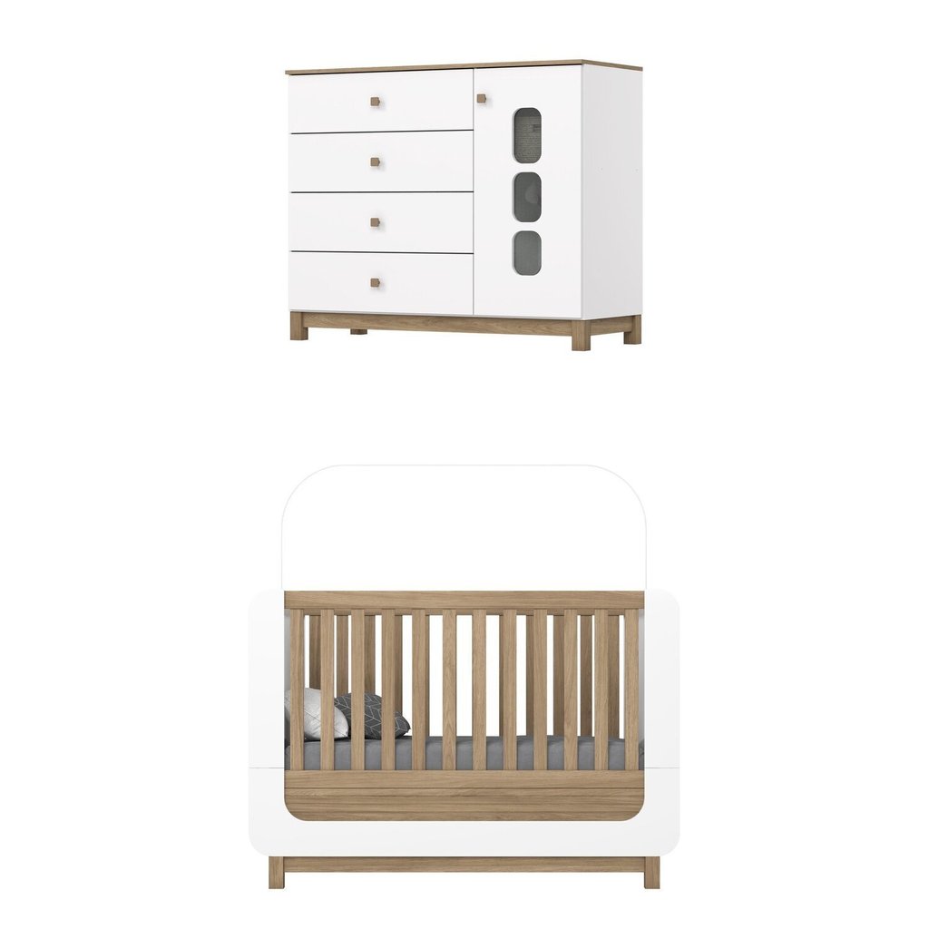 Detalhes do Conjunto Quarto de Bebê Berço 2 em 1 e Cômoda Sophia Espresso Móveis