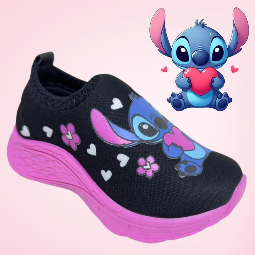 Tênis Infantil Stitch Feminino Confortável Leve Macio Antiderrapante Yahup em Oferta na Shopee