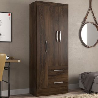 Guarda Roupas Solteiro 3 Portas 2 Gavetas Nobre Cacau em Oferta na Shopee
