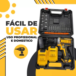 Furadeira Parafusadeira Sem Fio 48V Bateria de Lítio Kit Completo com 2 Baterias