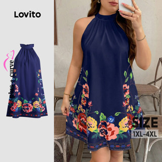 Lovito Vestido Elegante com Laço Nas Costas para Primavera/verão Vestido Azul-marinho para mulheres LBL29101 em Oferta na Shopee