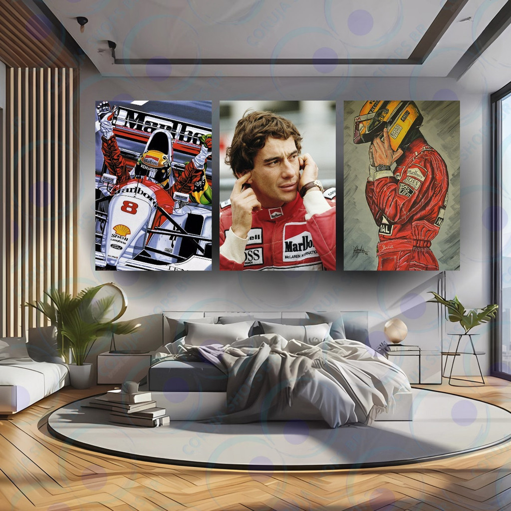 Kit 3 Telas Decorativas Ayrton Senna Vip 60x40 Quadros Vip