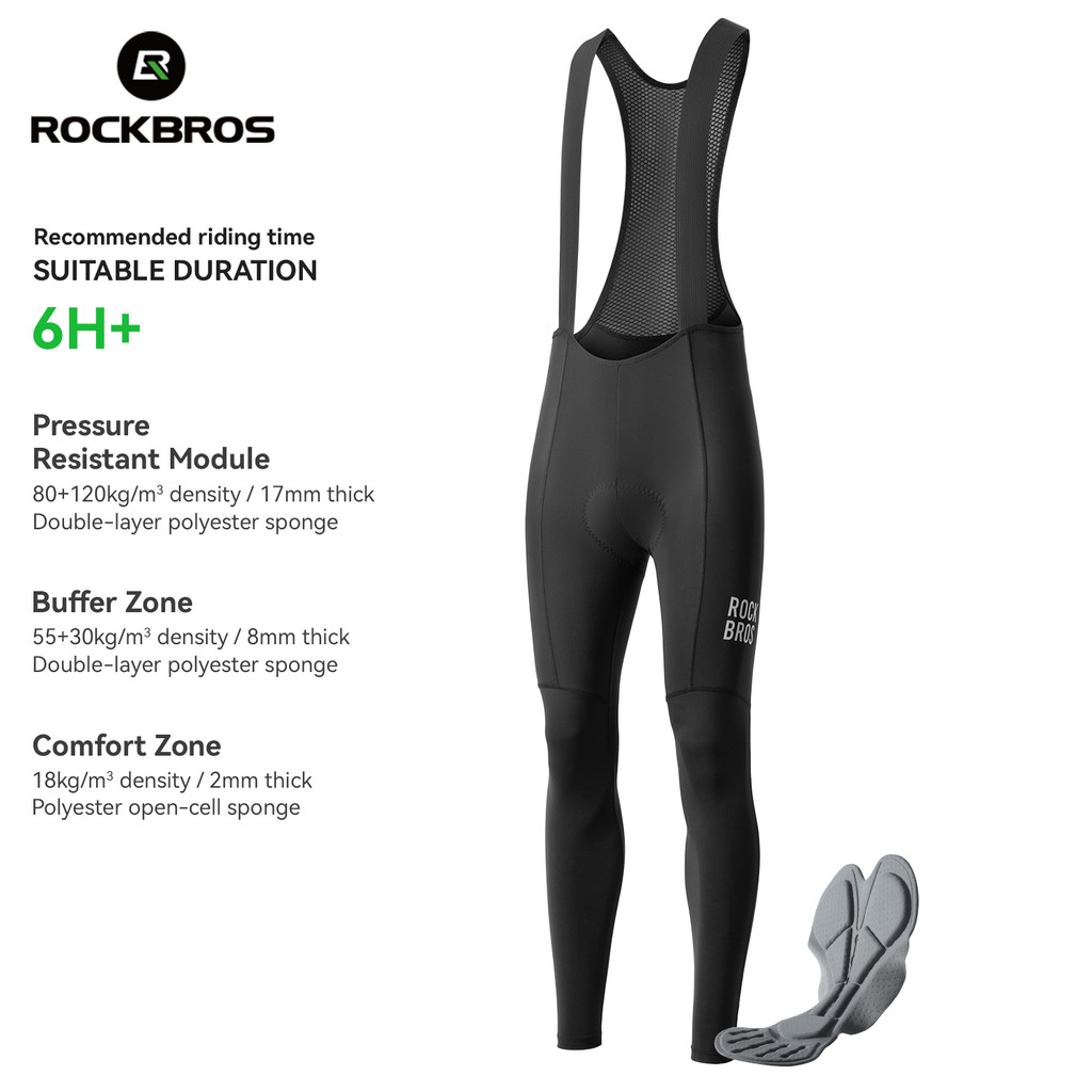 ROCKBROS Calças De Ciclismo Compridas À Prova De Choque Alta Elástica Respirável Bib MTB Bicicleta Estrada Esportes em Oferta na Shopee