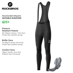 ROCKBROS Calças De Ciclismo Compridas À Prova De Choque Alta Elástica Respirável Bib MTB Bicicleta Estrada Esportes