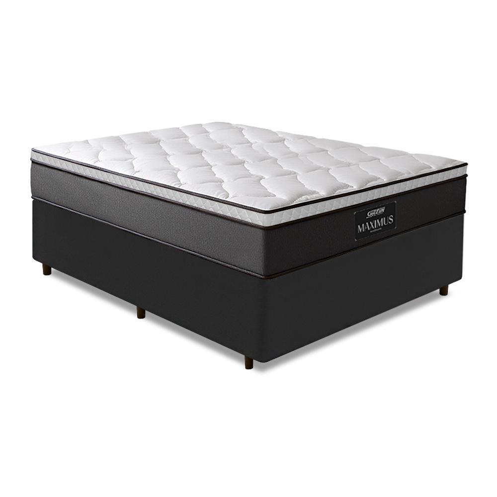 Cama Box Casal Queen Colchão Gazin Maximus Molas Ensacadas 158x198x62cm Cinza / Preto - Suporta até 120Kg por Pessoa em Oferta na Shopee