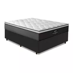 Cama Box Casal Queen Colchão Gazin Maximus Molas Ensacadas 158x198x62cm Cinza / Preto - Suporta até 120Kg por Pessoa
