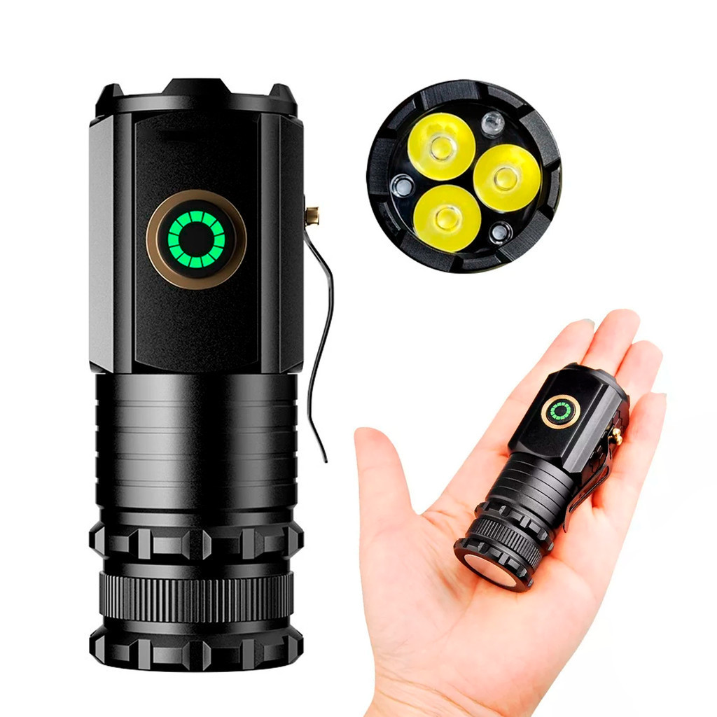 Lanterna Ultra Potente T12 Recarregável Led Luz Branca 3 Leds