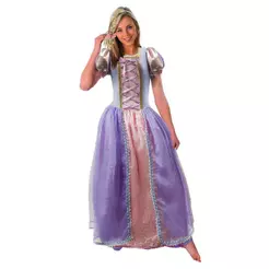 Fantasia Rapunzel Princesa Adulta de Luxo Com Tiara