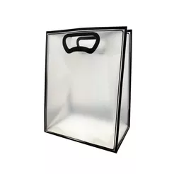 Sacola Transparente Fosca Pvc Alça Plana Preto - 25x15x9cm - 10 unidades - Cromus - Rizzo