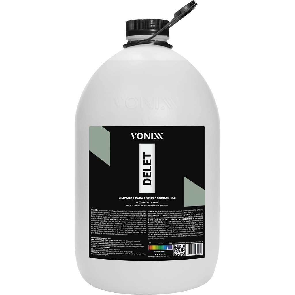 Delet Limpador Para Pneus E Borrachas 5l Vonixx em Oferta na Shopee