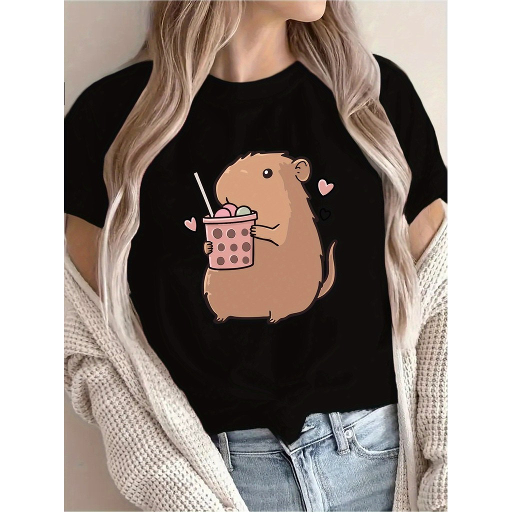 [Camiseta Premium em Algodão Puro]SISI Camiseta Unissex Plus size Capivara Amarela 13 Básica Oversized Confecção Própria