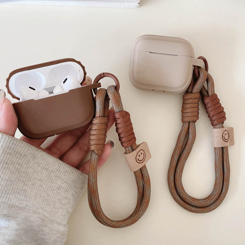 Cor Caramelo Macio Silicone Fone De Ouvido Caso Para Airpods Pro 3 Com Pulseira Prevenção Queda Casal 4 3 2 1 2 Capa