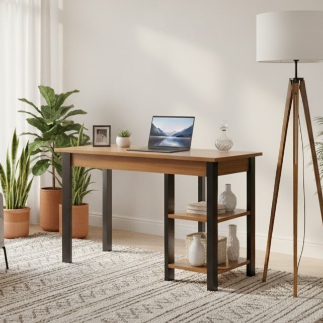 Escrivaninha Industrial Multiuso com 2 Prateleiras - Ideal para Escritório, Home Office e Estudo — imagem 2 de 2