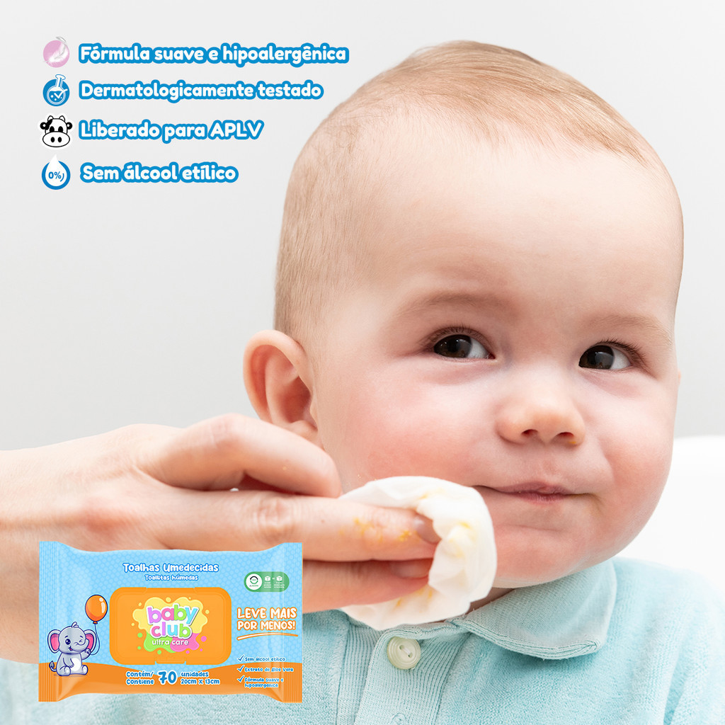 12 Pacotes Toalha Umedecida Tradicional 70 Fls Baby Club — imagem 2 de 2