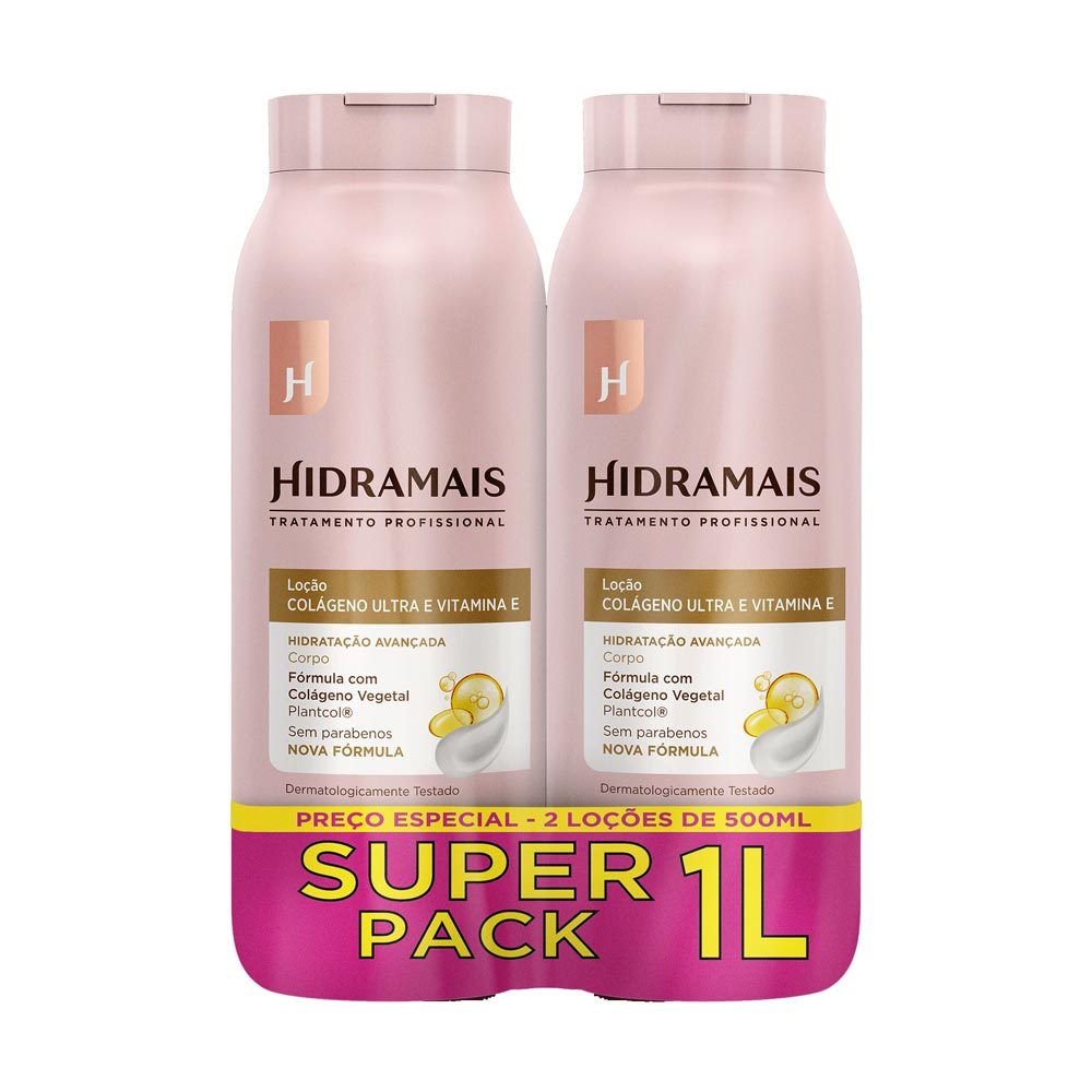 Loção de Hidratação Avançada Hidramais Corpo Colágeno Ultra e Vitamina E 2 Unidade 500ml Cada em Oferta na Shopee