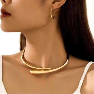 Conjunto de colar e brinco geométrico feminino banhado ouro 18k e prata 925 em Oferta na Shopee