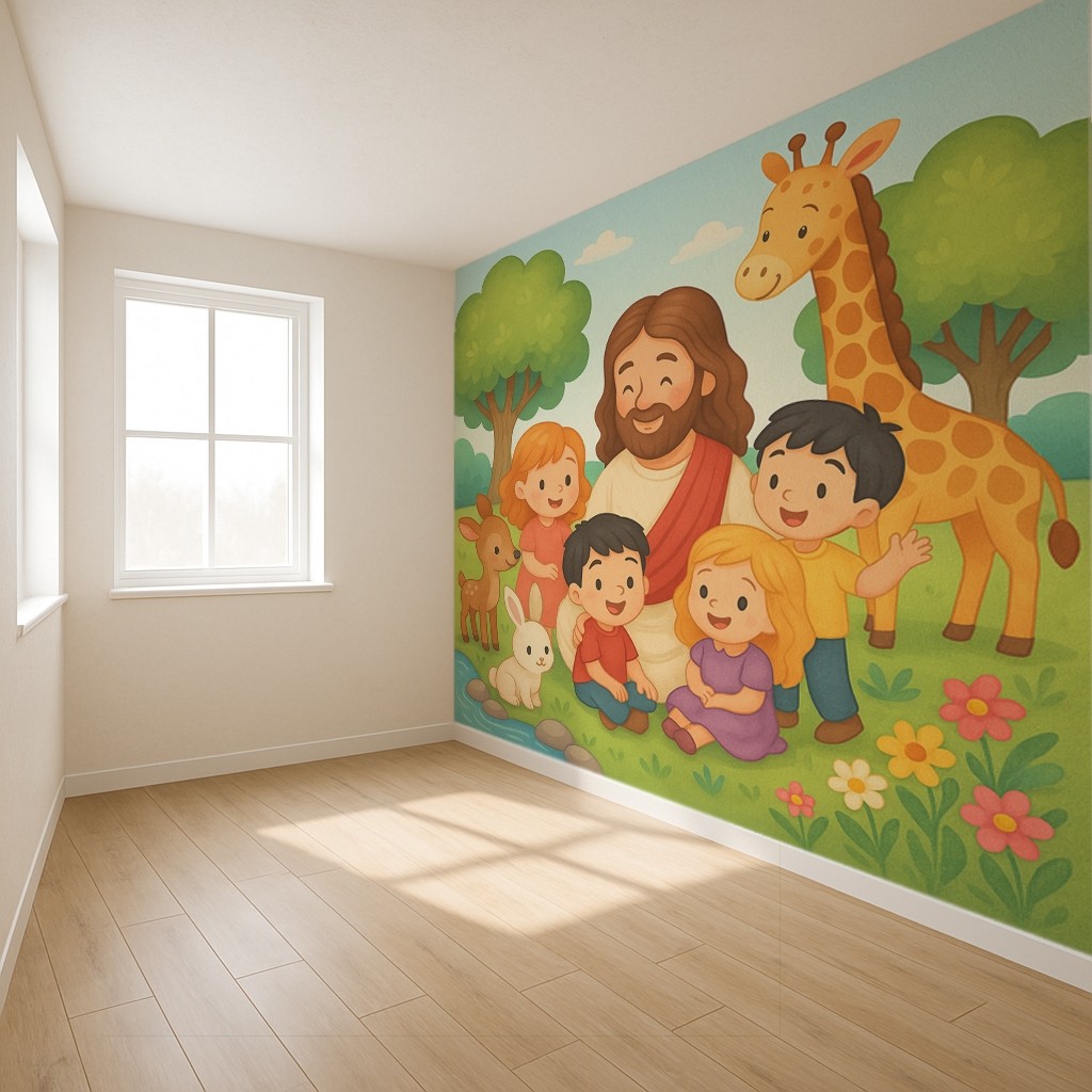 Papel de Parede Tema Infantil Religioso Personalizado M² parede total
