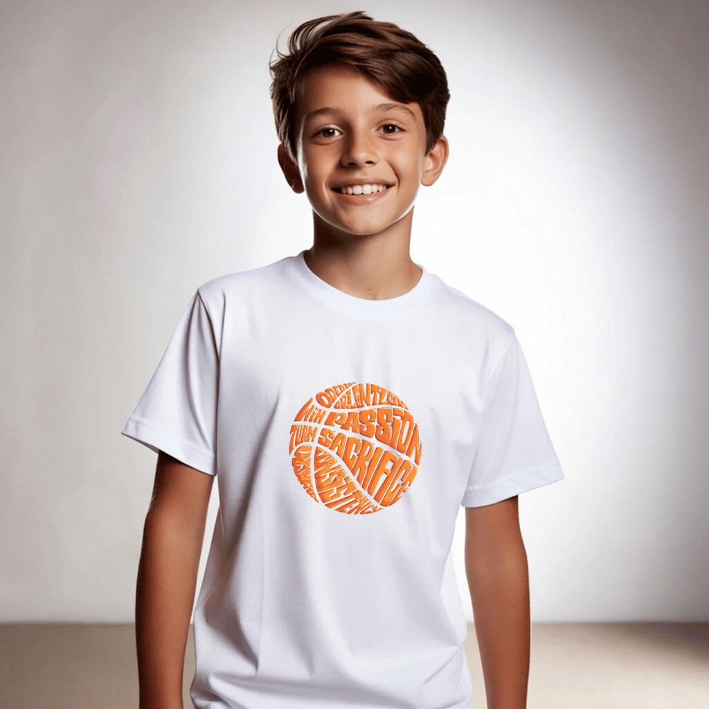 Camiseta Infantil e Juvenil Estampada Bola de Basquete 100% Algodão Premium Criança Personalizada Blusa Camisa Unissex