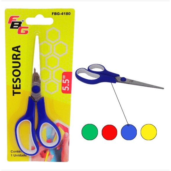 Kit 3 Tesouras FBG 4182 Escolar Escritório Multiuso