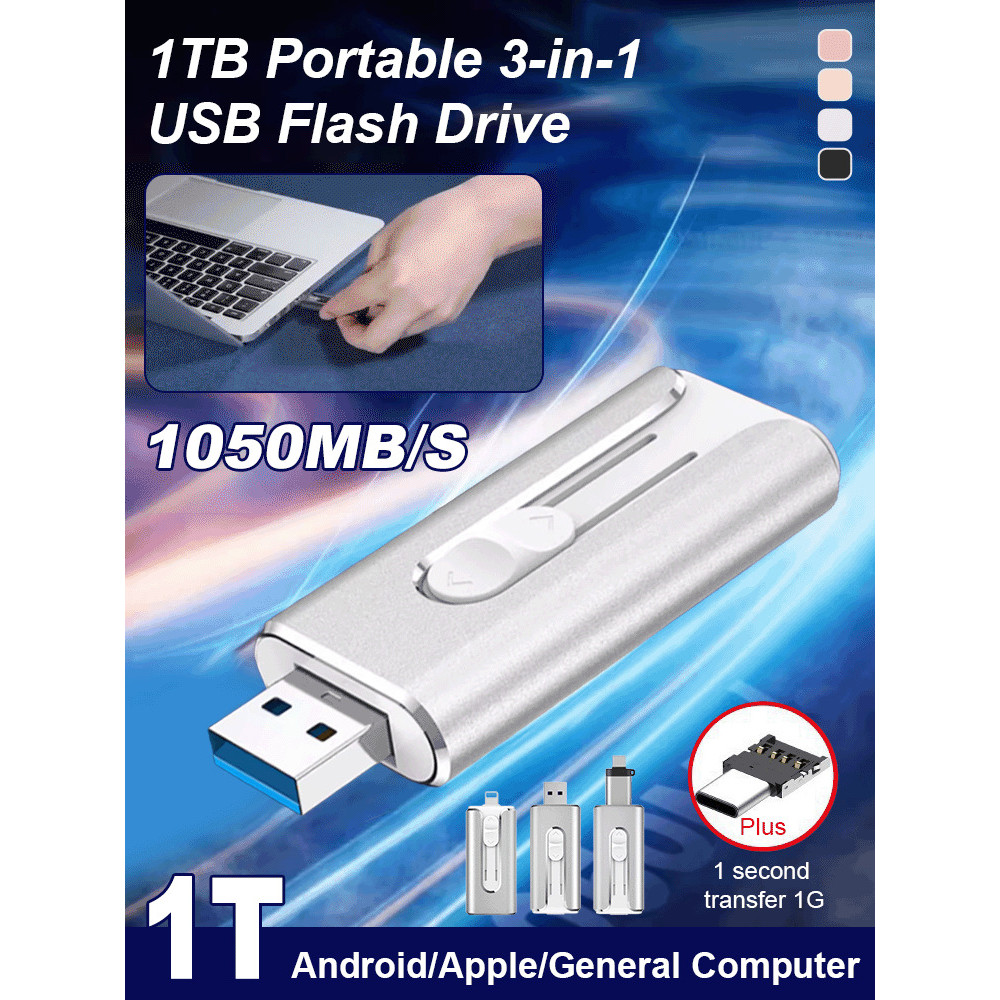 [Alta Capacidade] [Compacto e Portátil] Pen Drive/1TB/USB/3 em 1
