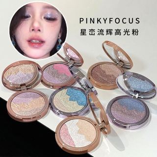 PINKYFOCUS PINKYFOCUS PINKYFOCUS Pó iluminador fácil de colorir Disco alto Facial iluminador tridimensional Natural