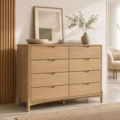 Cômoda Para Quarto 8 Gavetas Orgânica Madeira Maciça Benton F06 Tauari - Lyam Decor