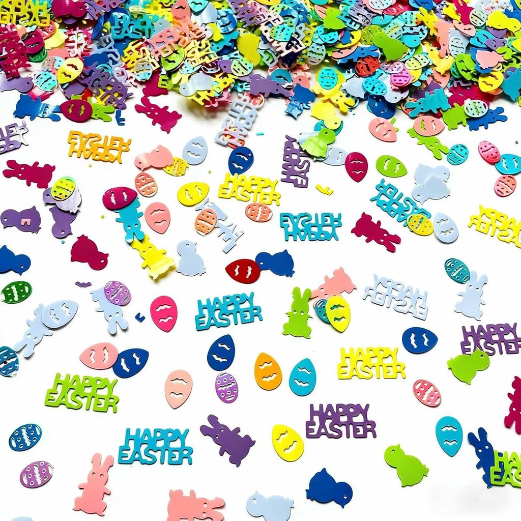 Confete de Páscoa 30g - Formas Coloridas de Coelhinhos e Ovos, Decoração de Mesa para Celebrações de Festa de Primavera