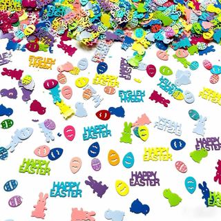Confete de Páscoa 30g - Formas Coloridas de Coelhinhos e Ovos, Decoração de Mesa para Celebrações de Festa de Primavera