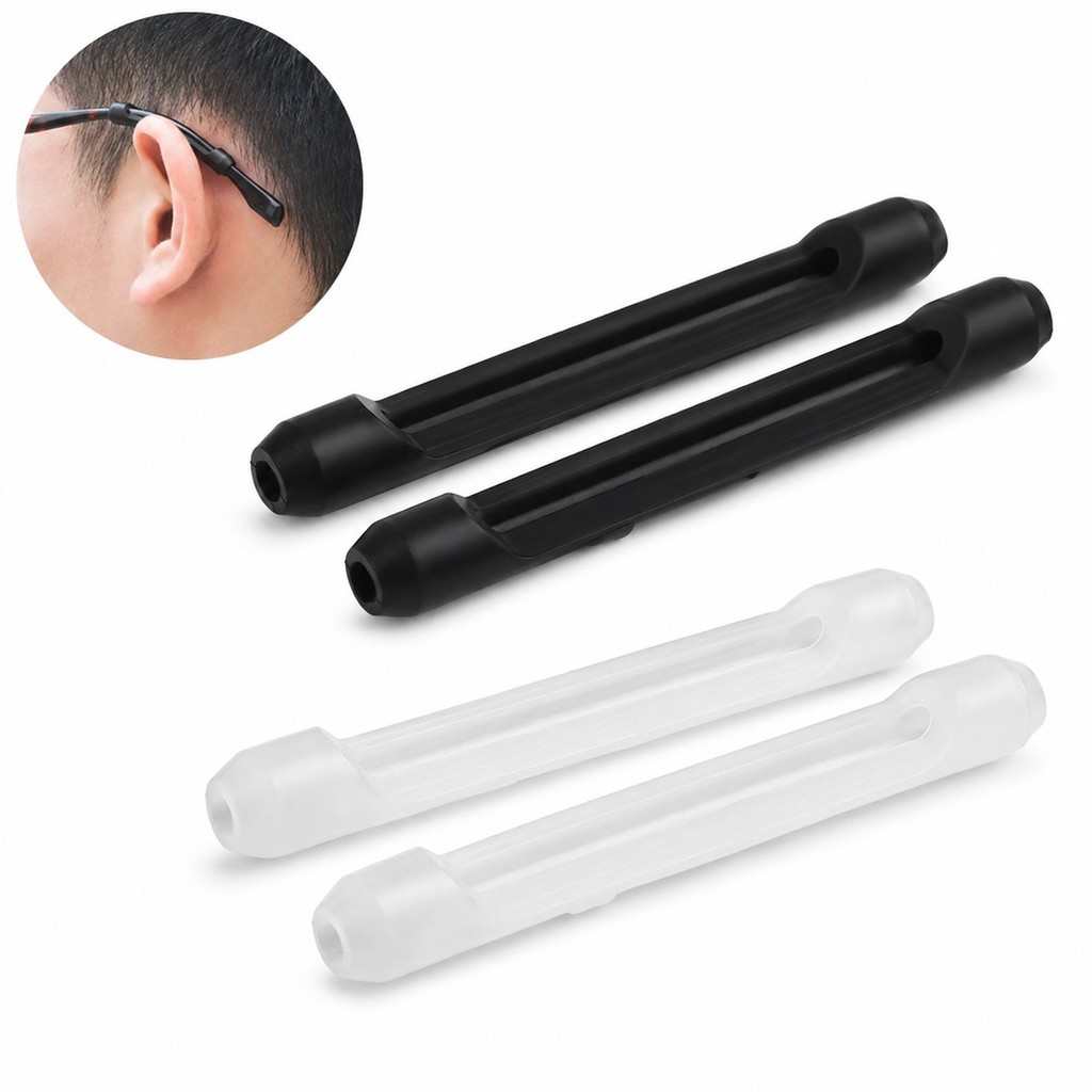 Ponteira de Silicone Antiderrapante para Óculos Par Protetor Haste Trava Ponta Óculos Não Escorrega