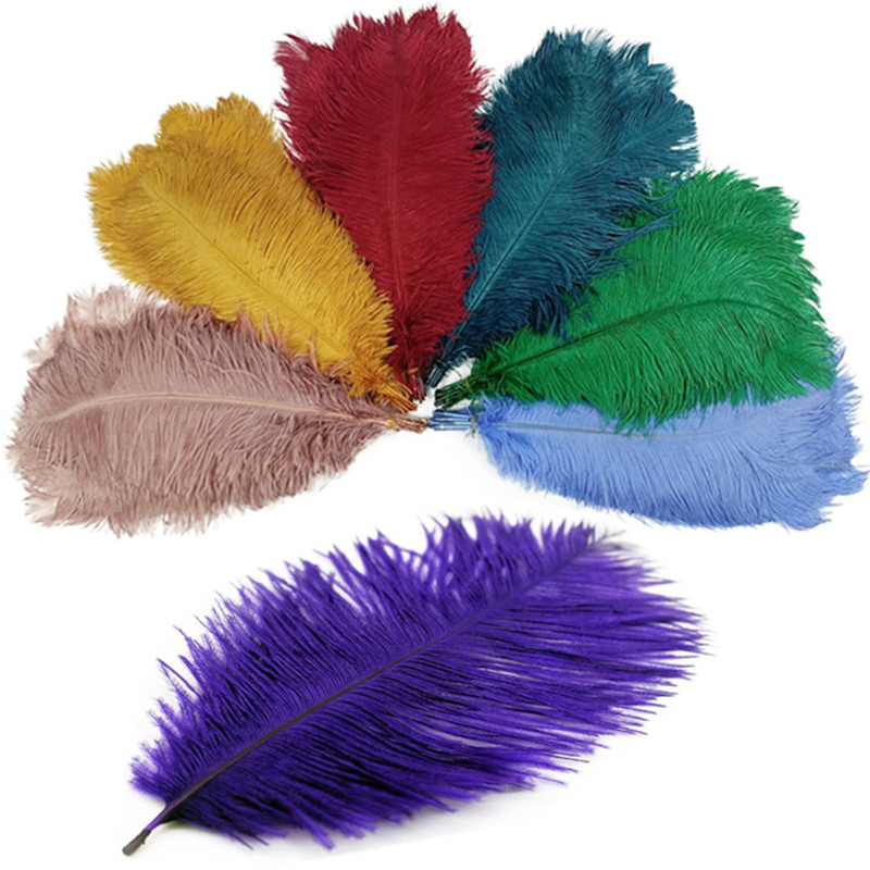 10 peças/lote Decorações coloridas de penas de avestruz 25-45 cm Grandes decorações de penas Acessórios para decoração d