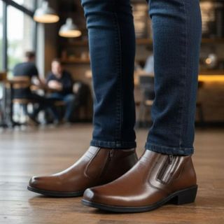 Botina Zíper Masculina Couro Trabalho Preço de Fábrica ENTREGA IMEDIATA