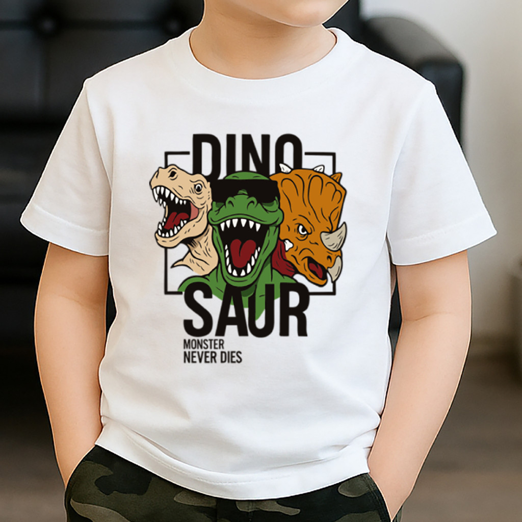 Camiseta Infantil Masculina Dinos Jurassic 100% Algodão