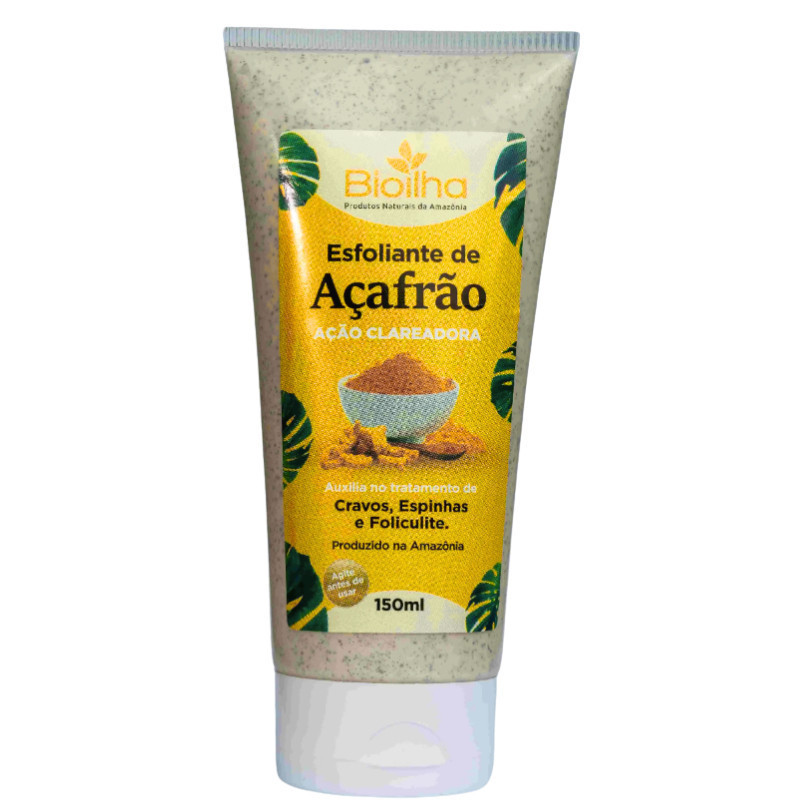 Detalhes do Esfoliante Clareador de Açafrão Bioilha | Facial e Corporal | Clareia Manchas, Acne e Foliculite