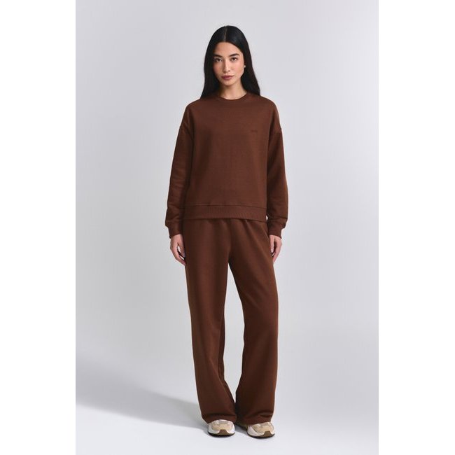 Imagem Conjunto Moletom Casaco Oversized com Calça Pantalona Marrom Cacau