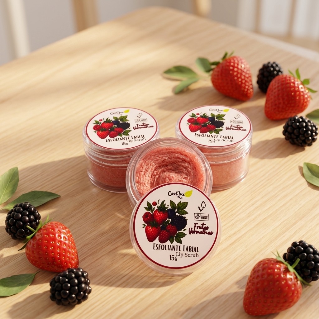 Lip Scrub Esfoliante para Lábios 15g Hidratante com Karité Vitamina E Vegano Skincare Labial