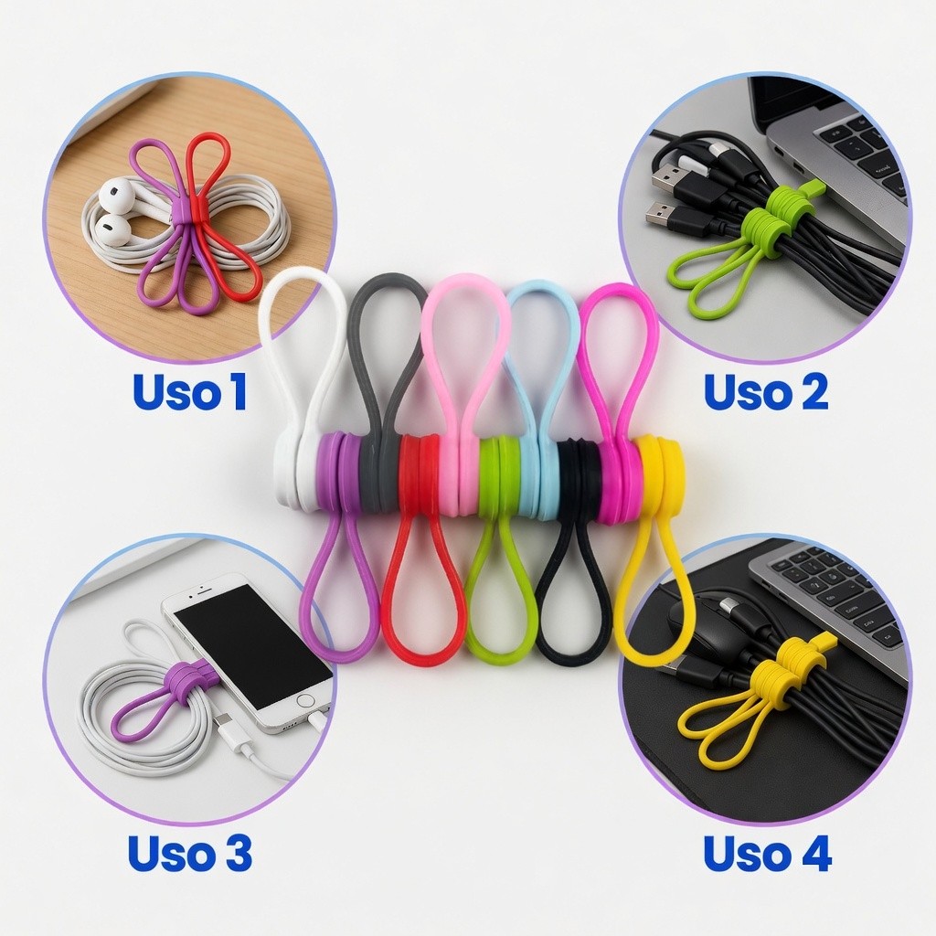 Kit 3/6/9 Organizador de cabo magnéticos fone em Silicone