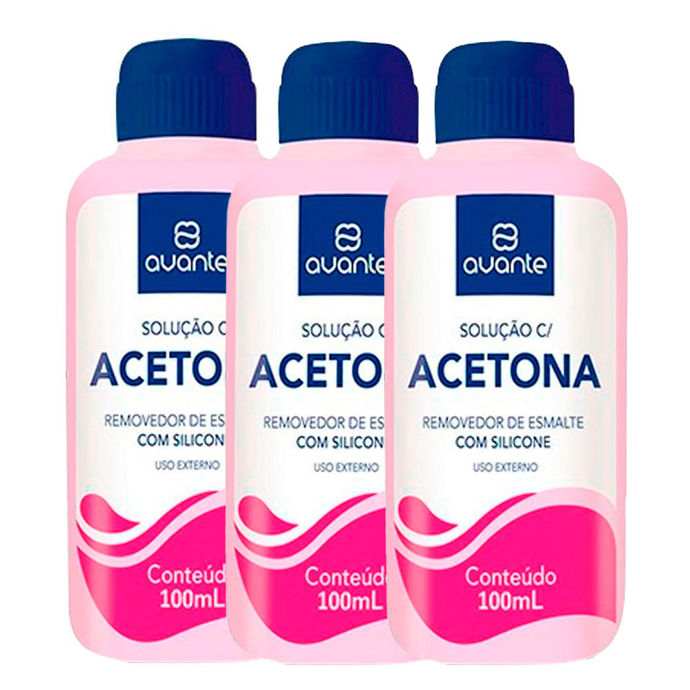 Kit 3 Acetona Avante Rosa 100ml
