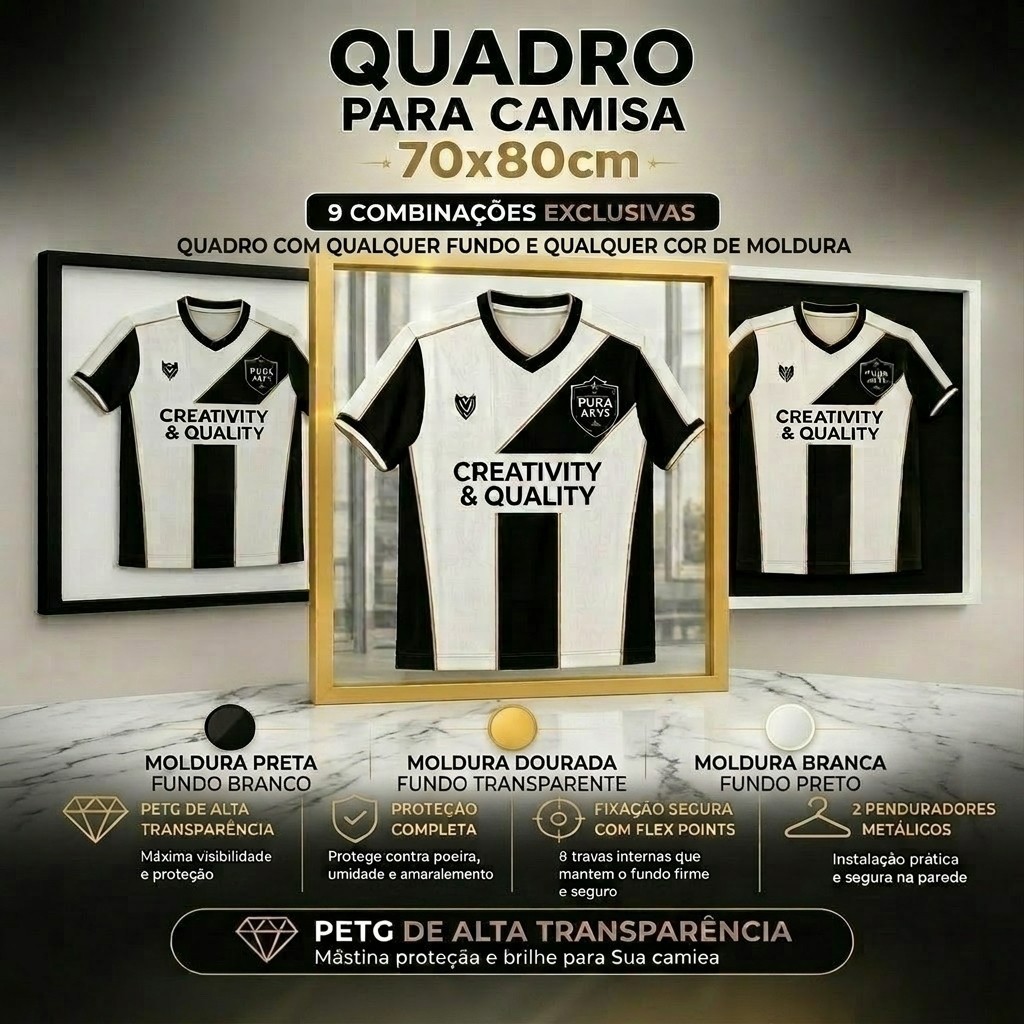 Quadro Decorativo  Camisa Futebol Basquete 70x80 Moldura Decorativa Premium Proteção Transparente