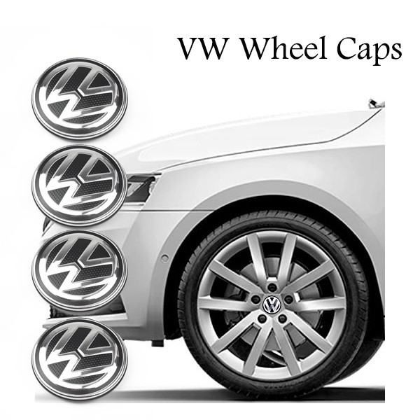 4 Peças de Calotas Volkswagen VW, 56mm, 65mm, Alta Qualidade, com Logotipo Central