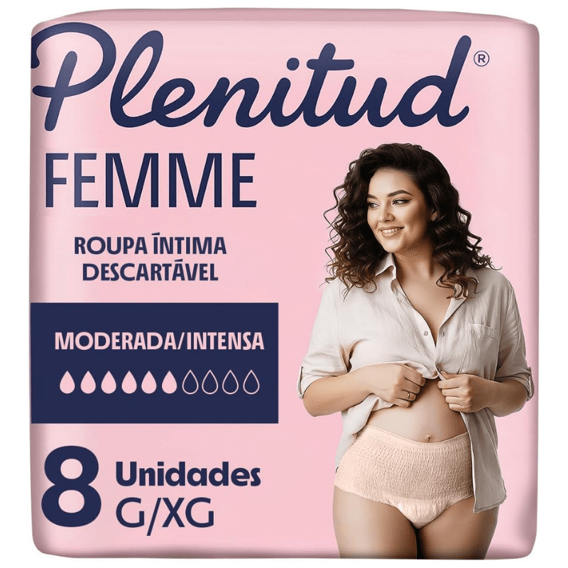 Roupa Intima Descartavel Plenitud Femme G/Xg com 8 unidades 